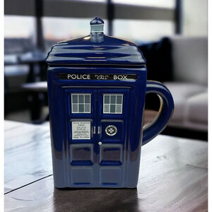 Doctor Who Tardis Ceramic Mug & Lid London Police Box Shaped Tea Coffee